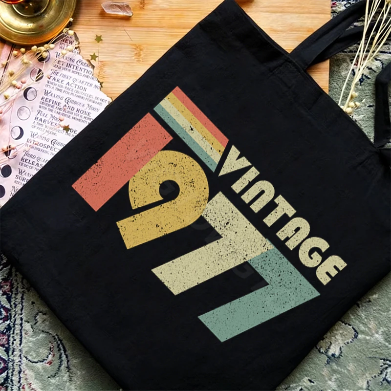 New Vintage 1970 To 1979 Lightweight Canvas Tote Bag Large Capacity Shoulder Women Men Fashion Eco Multi-Purpose Handbag