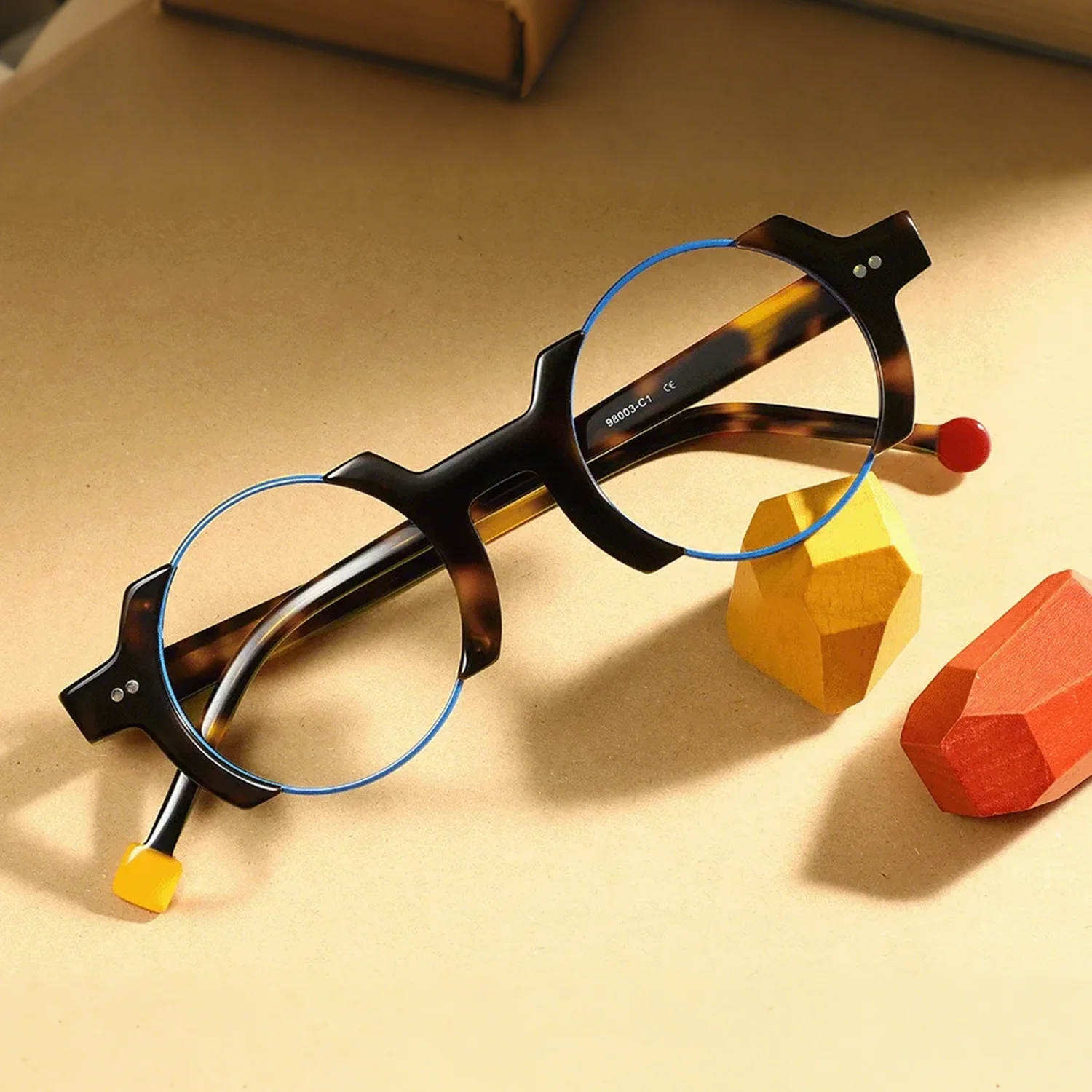 

Очки FYTOO Avant-Garde: круглые ацетатные оправы с геометрическим контрастом, ретро-стиль, толстая оправа, модные очки для мужчин и женщин