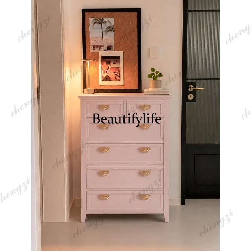 C178  French retro decorative bedside table, locker, integrated cream style bedroom, six or seven chest of drawers