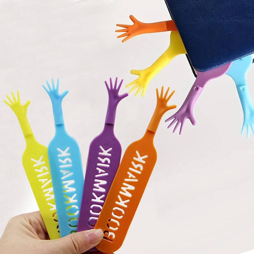 

4Pcs/Set Novelty Hand Shape Bookmarks Funny Reading Book Marks For Kids Student Stationery School Office Supplies Friend Gifts