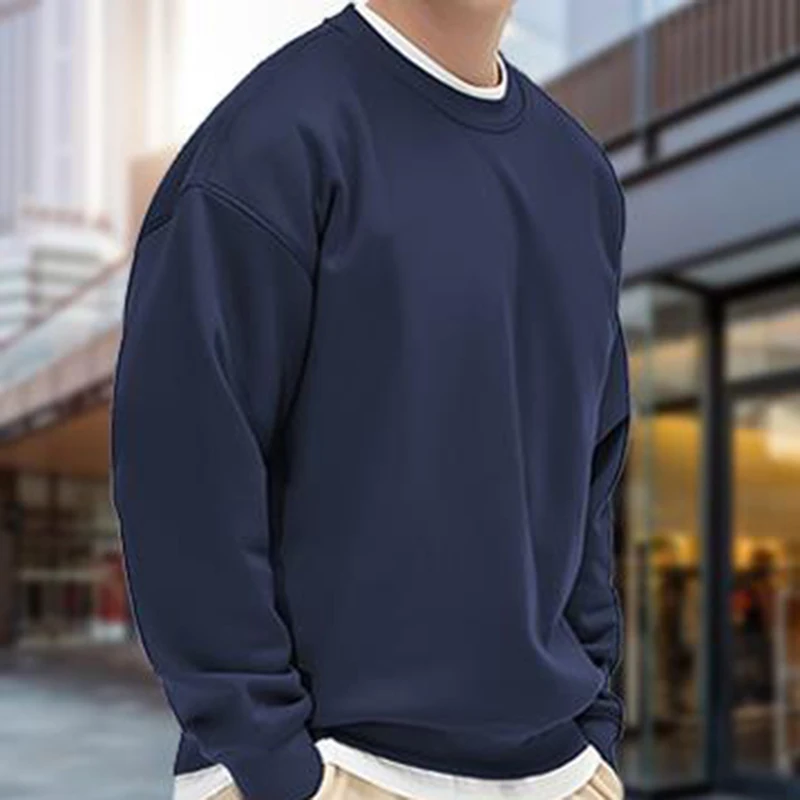 Men\'s and Women\'s Solid Color Thickened Round Neck Sweatshirts Casual Pullovers Daily Style Fashionable and Warm