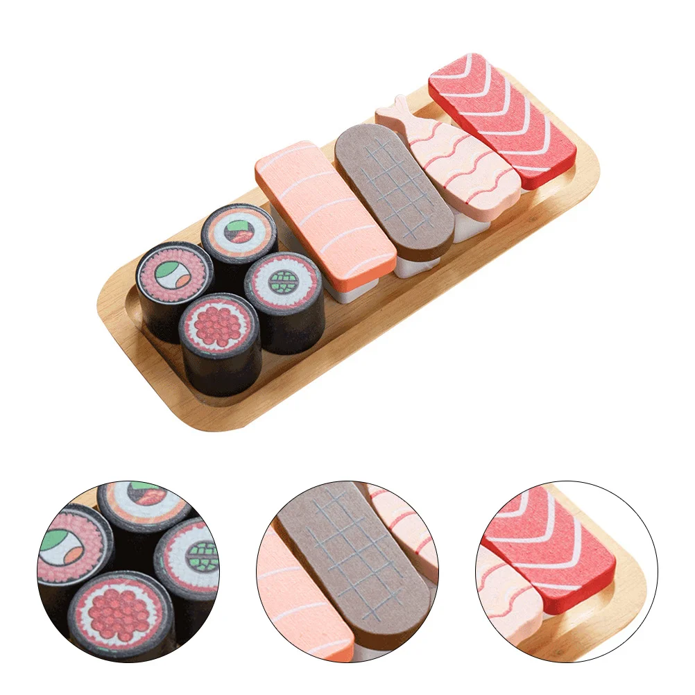 1Set Mini Sushi Ornament Colorful Wooden Breakfast Decor for Kitchen Scene Photography Props Lightweight Simulation Food Play