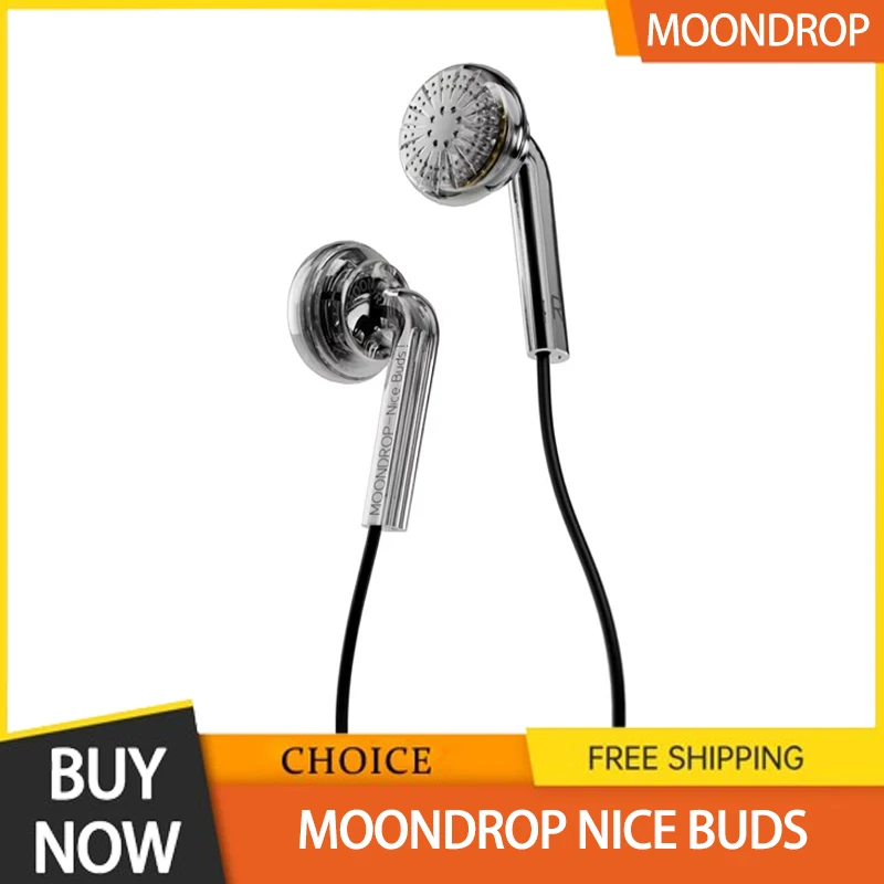 Moondrop Nice Buds Earphone 15.4mm Large Dynamic Driver Flat-Headed Earbuds 3.5mm Stereo Wired Flat Head Earplugs Bass Boost