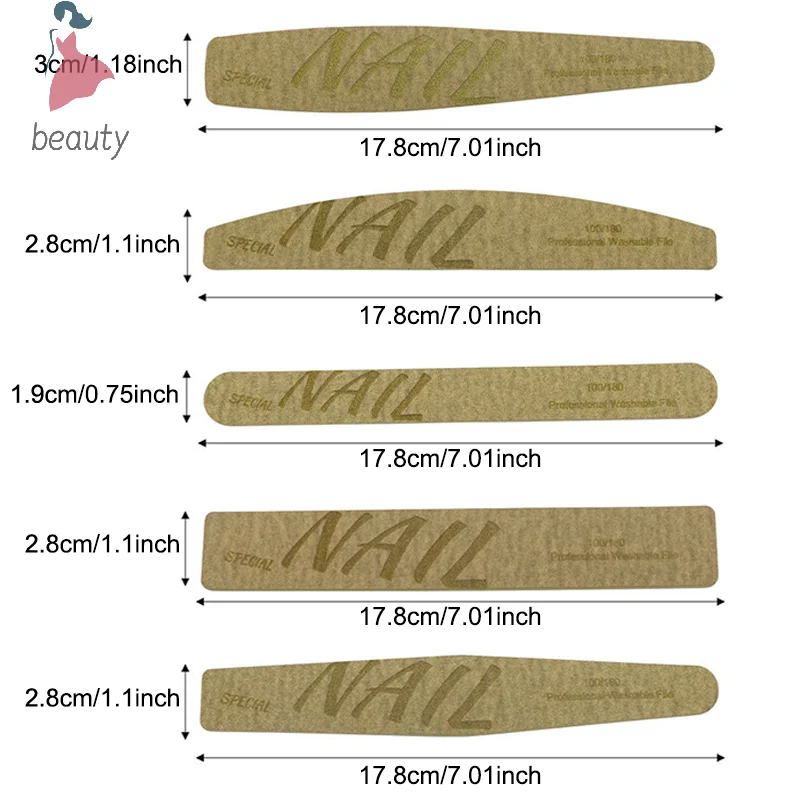 1 pz salone di bellezza riutilizzabile lucidatura levigatura lavabile 100/180 manicure lime per unghie strumenti per la cura delle unghie a doppia faccia per professionisti