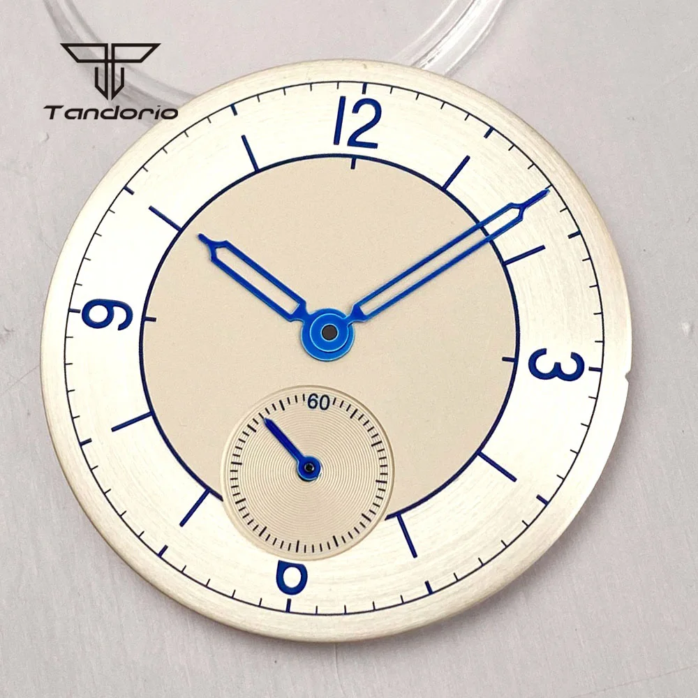 Fit for ST1701 30.9mm Watch Dial+Blue Hands Set Sterile Retro Wristwatch Face 6 o'clock Sub-dial Silver/Beige Color Accessories