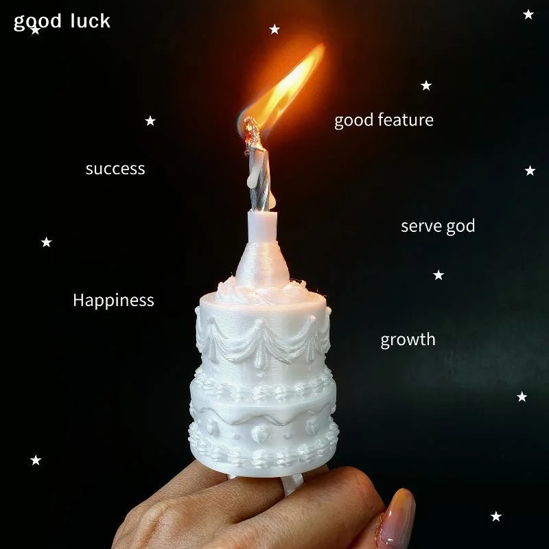 Birthday Cake Opening Ring With Candle Photo Props 3D Cake Shape Ring Cute Party Decor Finger Ring For Birthday Celebration