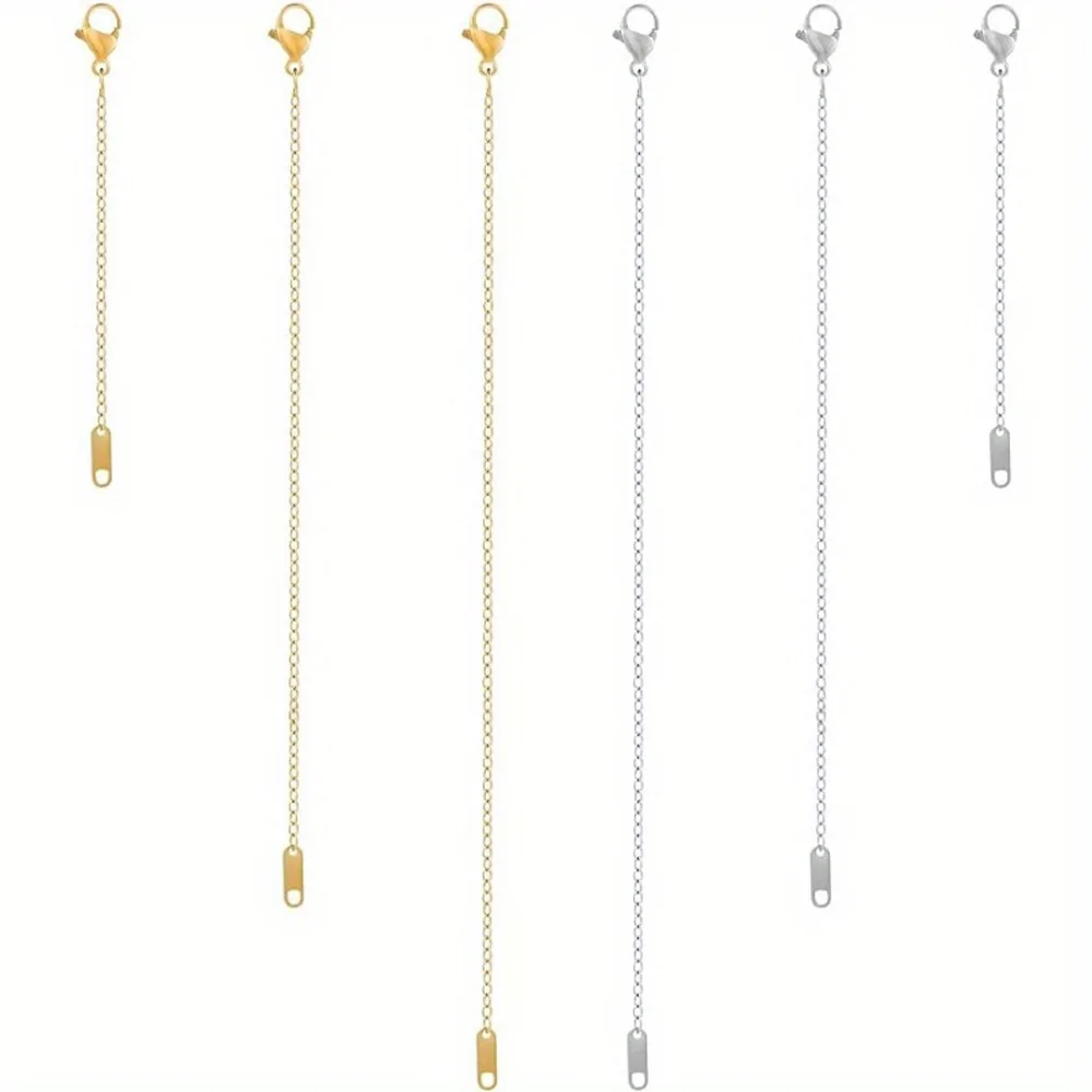 6 Pcs Gold and Silver Plated Necklace Extenders for Necklaces, 2", 4", 6" Delicate Necklace Extender Chain Set for Women Jewelry