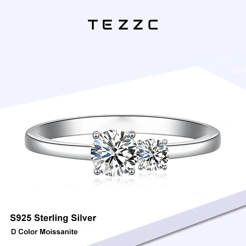 

Tezzc Full Moissanite Engagement Ring for Women 925 Sterling Silver Gold Plated Rings Confession Gifts Simple jewelry Wholesale