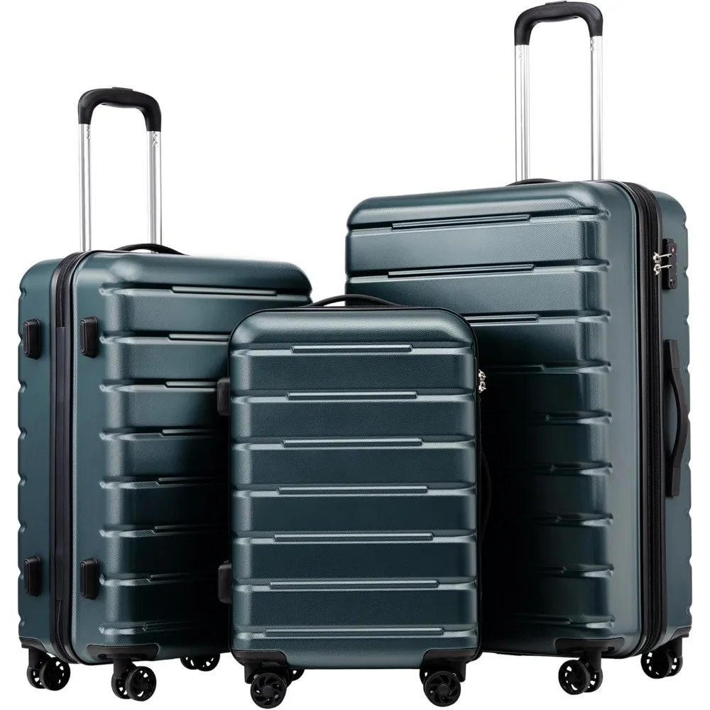 

Coolife Luggage Suitcase Carry-on Spinner TSA Lock USB Port Expandable (only 28’’) Lightweight Hardside Luggage (Teal Blue, 3 pi