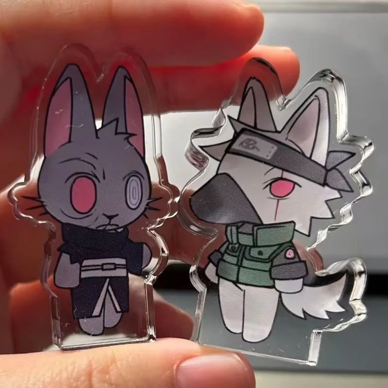 Naruto Cartoon Figures Man Obito Uchiha Action Figure Kakashi Hatake Chibi Animal Mini Acrylic Block Stand Anime Pocket Gift Cos