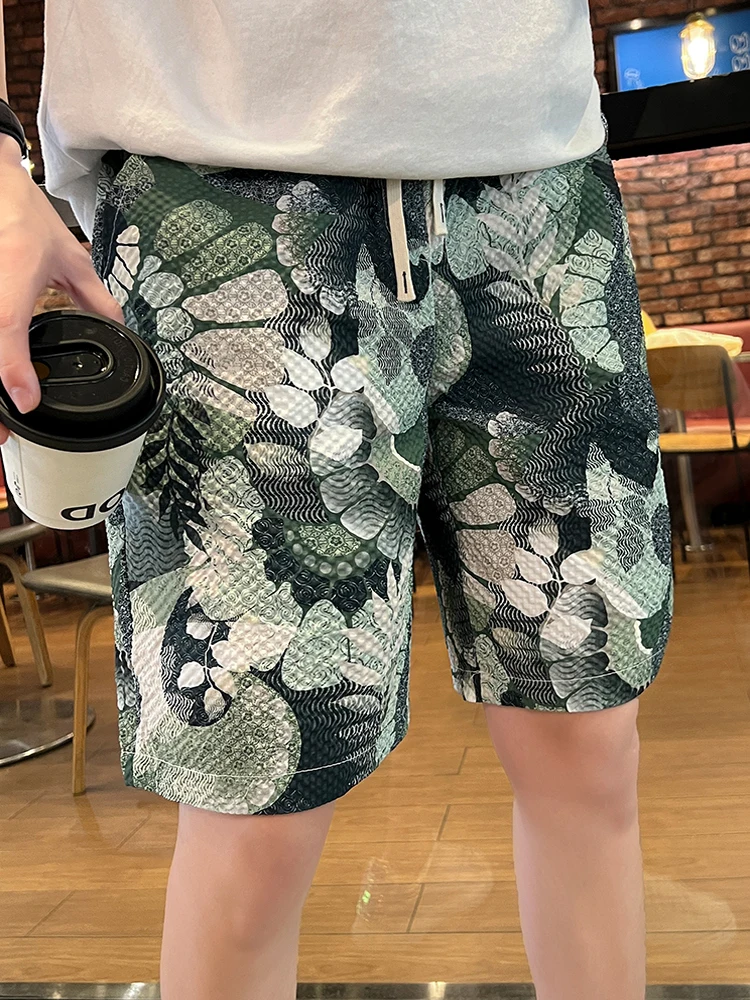 

Summer Floral Print Men's Casual Loose orts Beach Pants Thin mid Waist Four Sides Large Thighs New 2025 Youth Sle Breathable