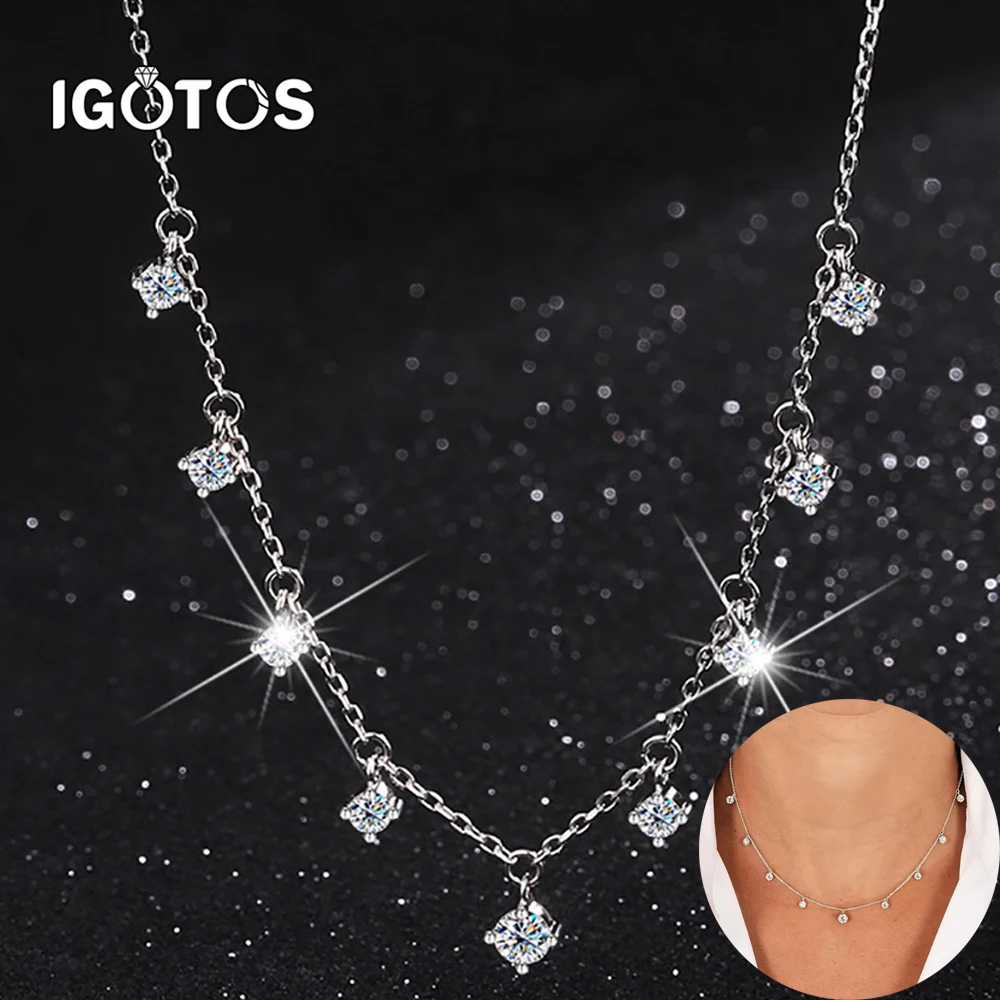 

1.1cttw Full Moissanite Pendant Necklace for Women D VVS GRA Certified Diamond Necklace Chain 925 Sterling Silver Luxury Jewelry