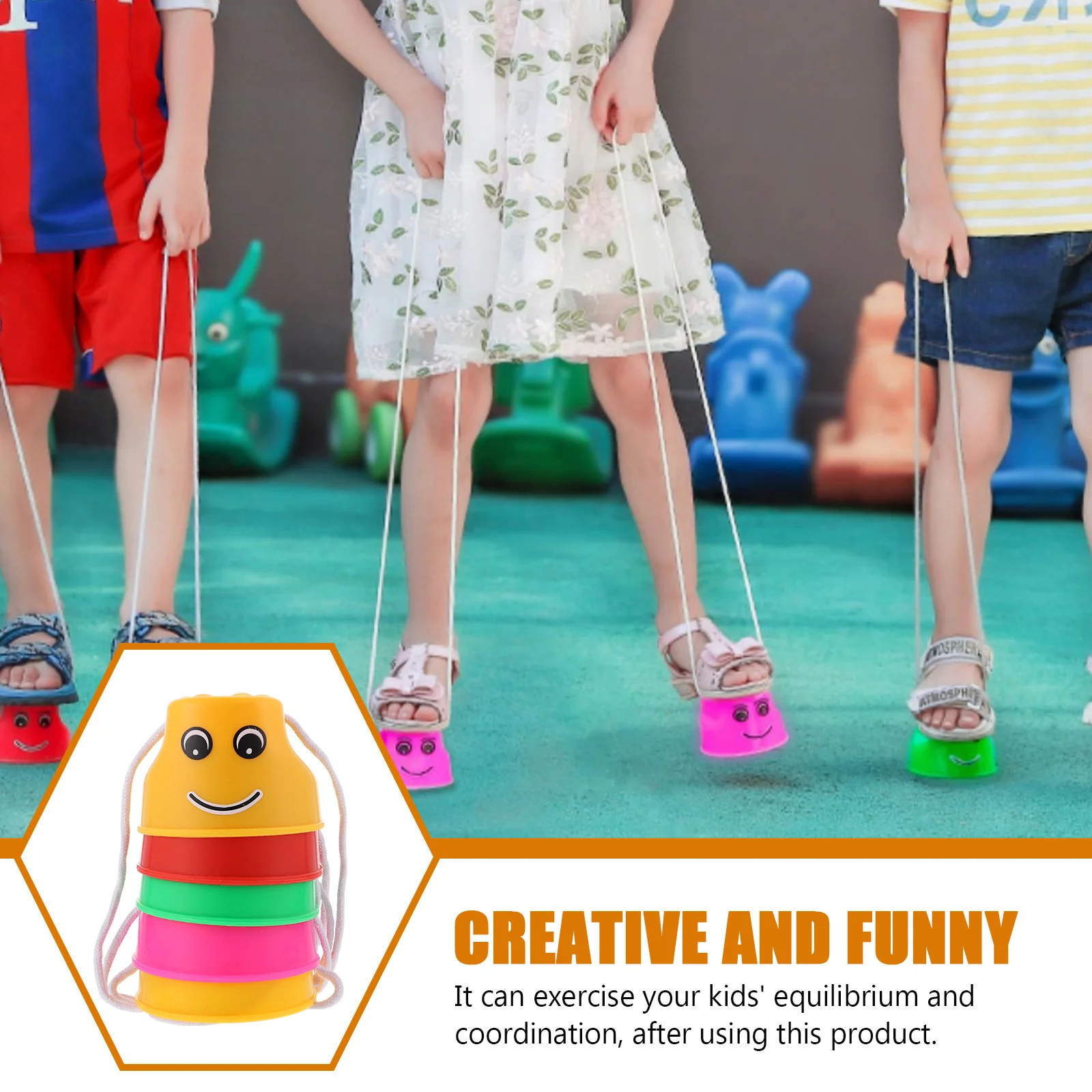 

5Pcs High Stilts Plastic Smiling Training Sports Outdoor Kids Coordination Exercise Plastic Stilts