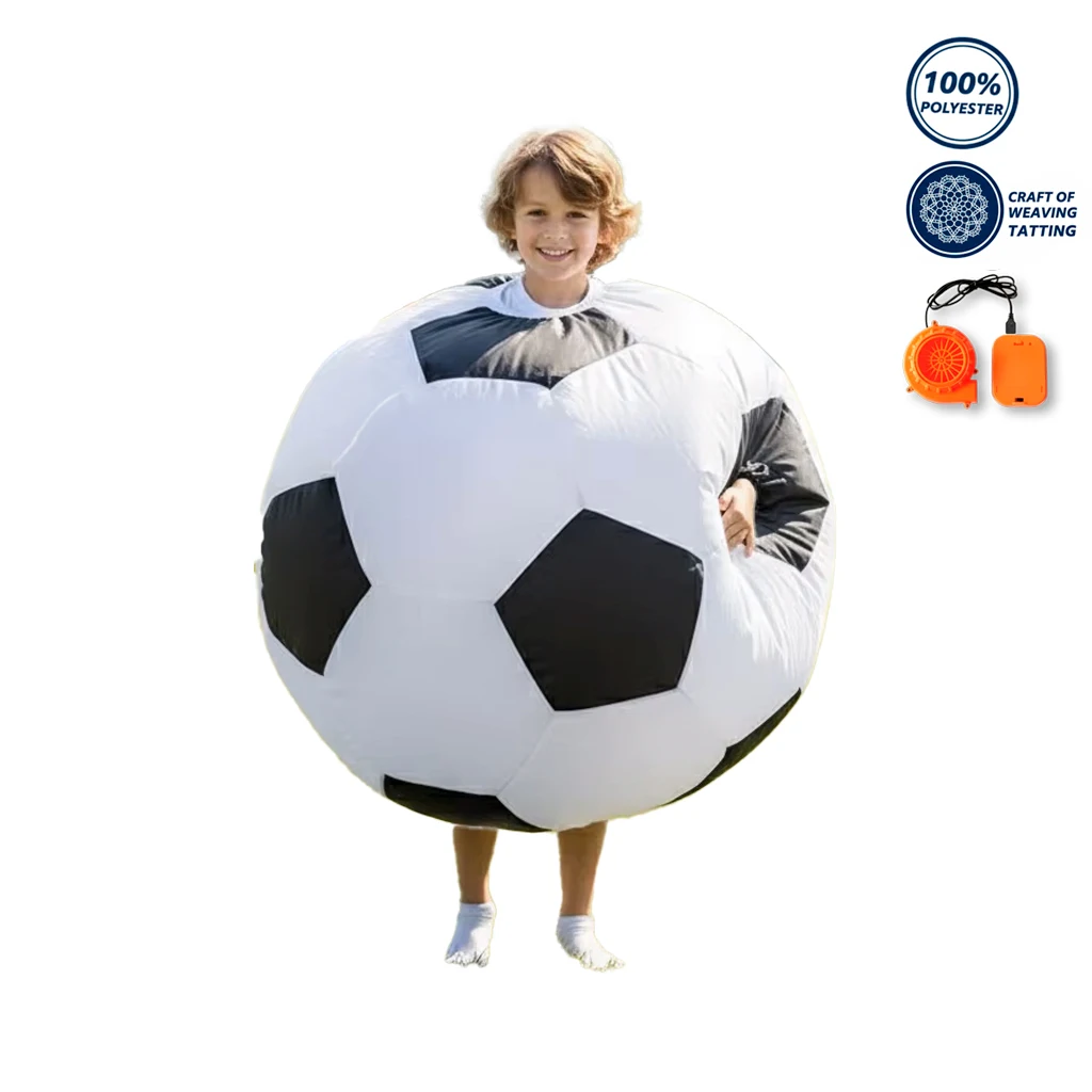 Kids Inflatable Soccer Costume Funny Football Blow Up Suit Unisex for Christmas Thanksgiving Carnival Party