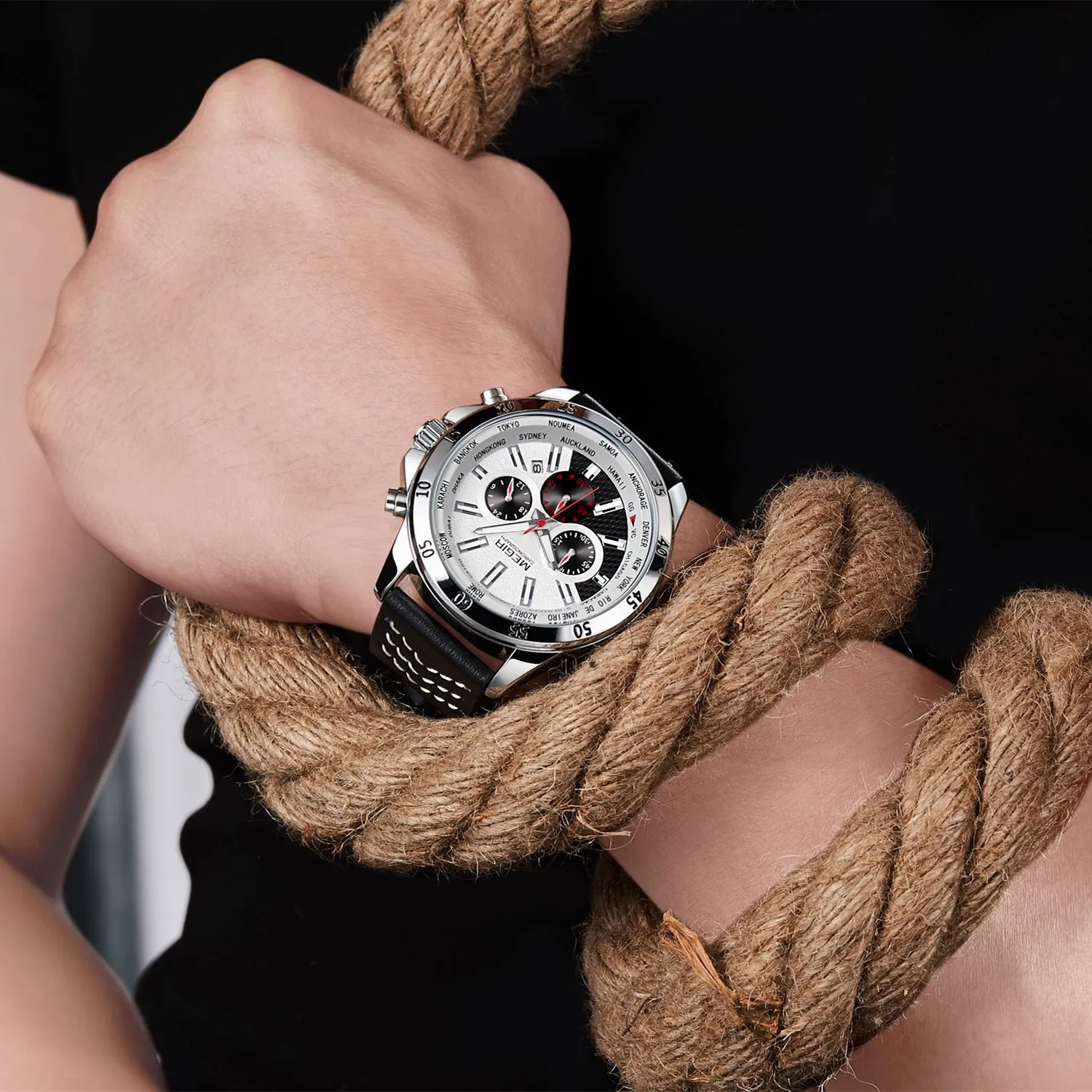 MEGIR Multifunctional Large Dial Quartz Wrist Watches for Men Waterproof Date Fashion Sports Watch with Chronograph Man Gift