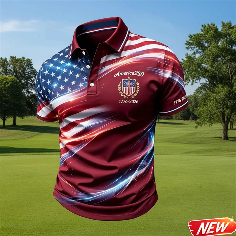America 250 Years Of Freedom Polo Shirt Men Celebrating 250th Anniversary United States Short Sleeve Button Top 2026 Lapel Tee