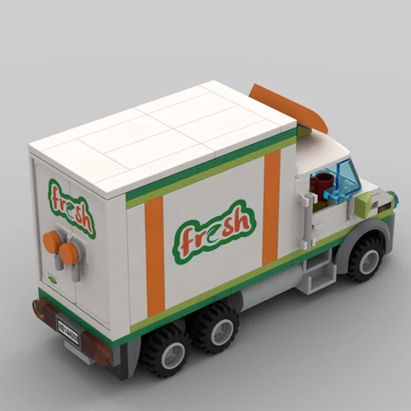 Moc Building Blocks Car Series Model Fresh Box Truck Technical Bricks DIY Assembly Construction Toys For Childr Holiday Gifts