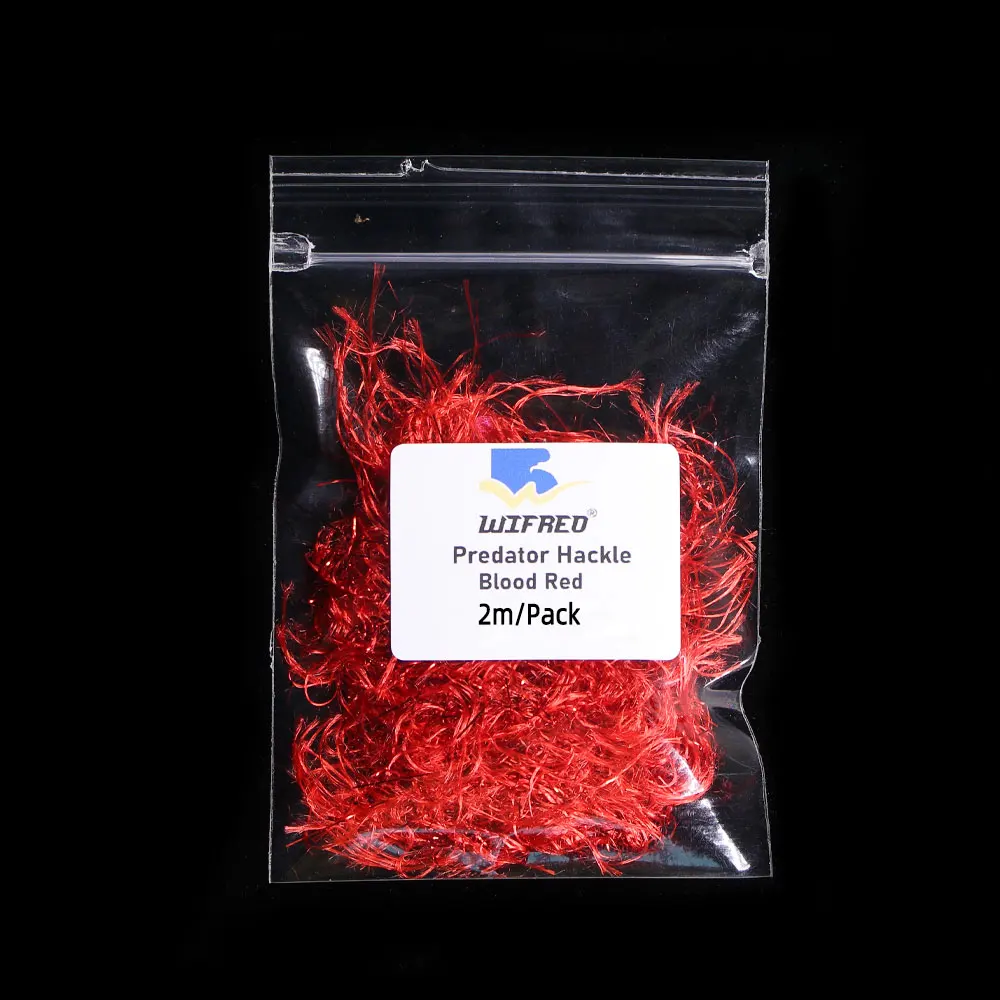Bimoo 2M/Pack 25mm Breites Synthetisches Predator-Hackle Fliegenbindematerial Mix mit Flash-Tinsel für Forellen-, Hecht-, Muskie- und Meeresfischereiköder – Detail 7