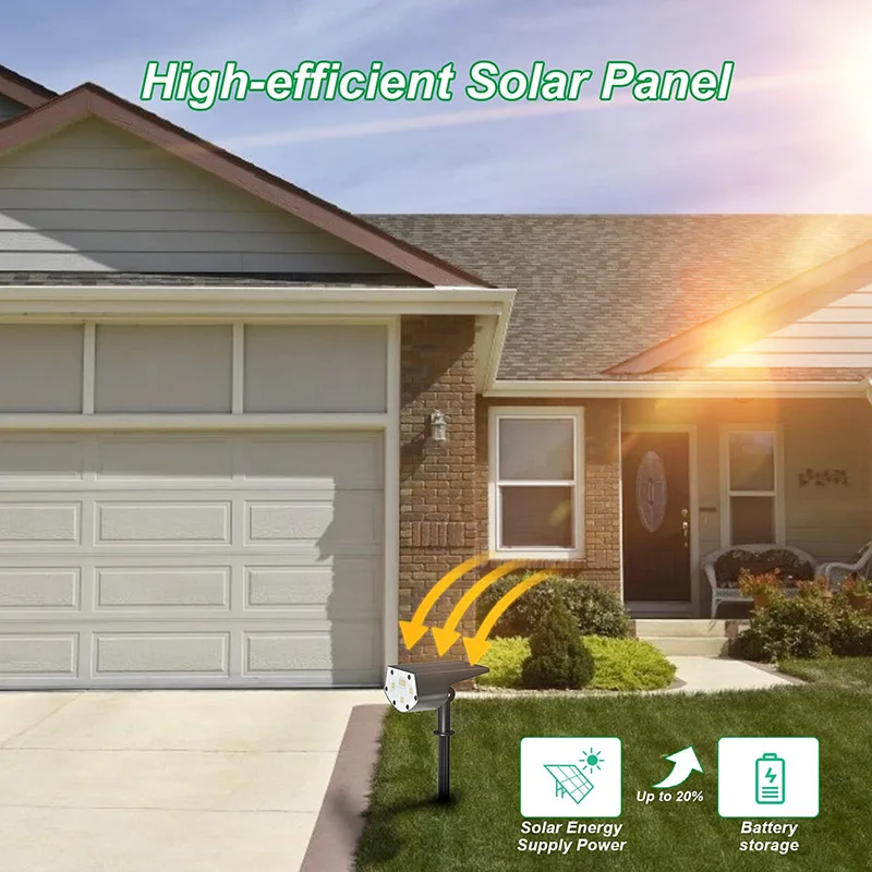 20 LEDs Solar Landscape Spotlights Outdoor Solar Lights Waterproof Adjustable Wall Lamp For Patio Path Yard Garden Driveway Pool