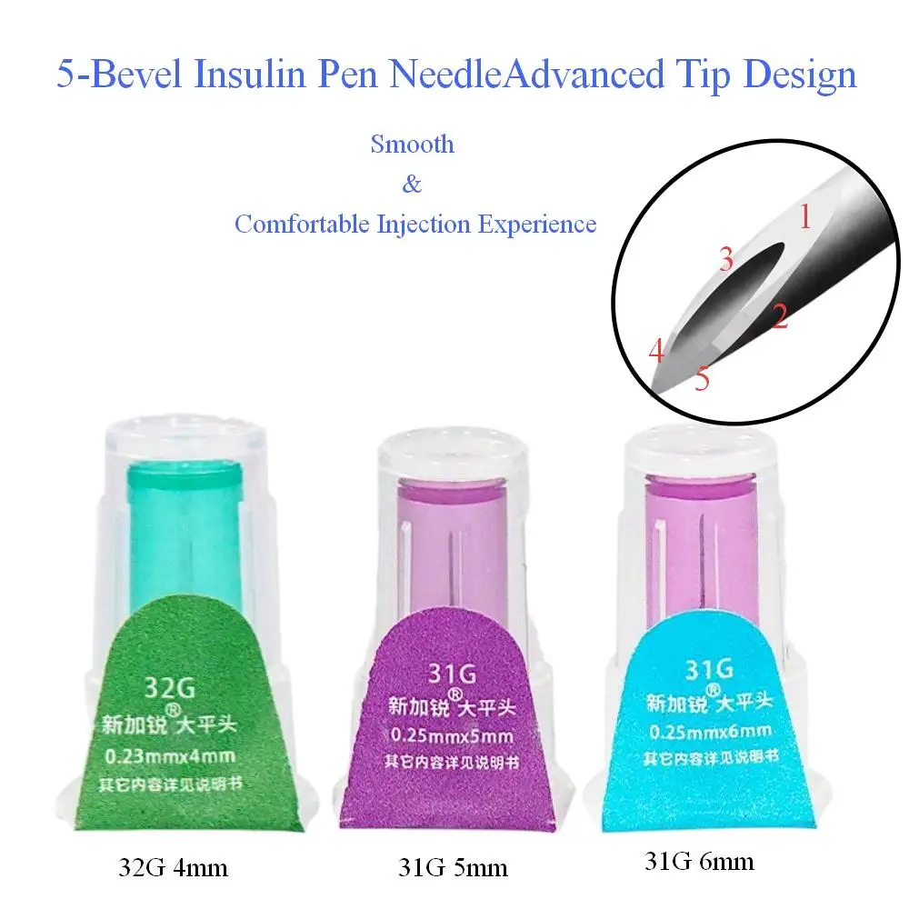 5-Bevel Insulin Pen Needles 32G 4mm 31G 5mm 31G 6mm 100pcs/Box Sterile Disposable Universal Compatible Pen Needle