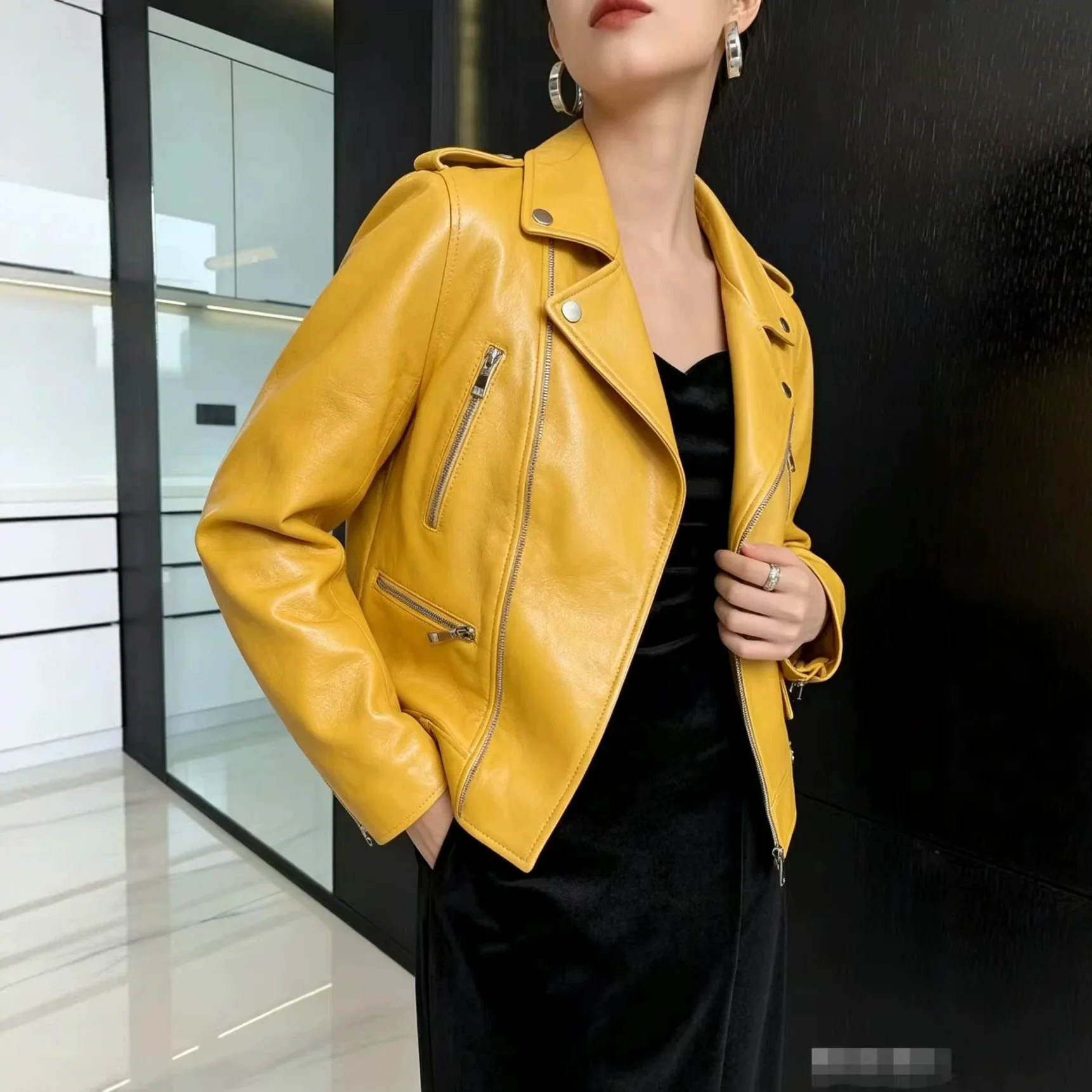Women PU Leather Jacket Motorcycle Coat Faux Leather Jackets Spring Fall Outerwear