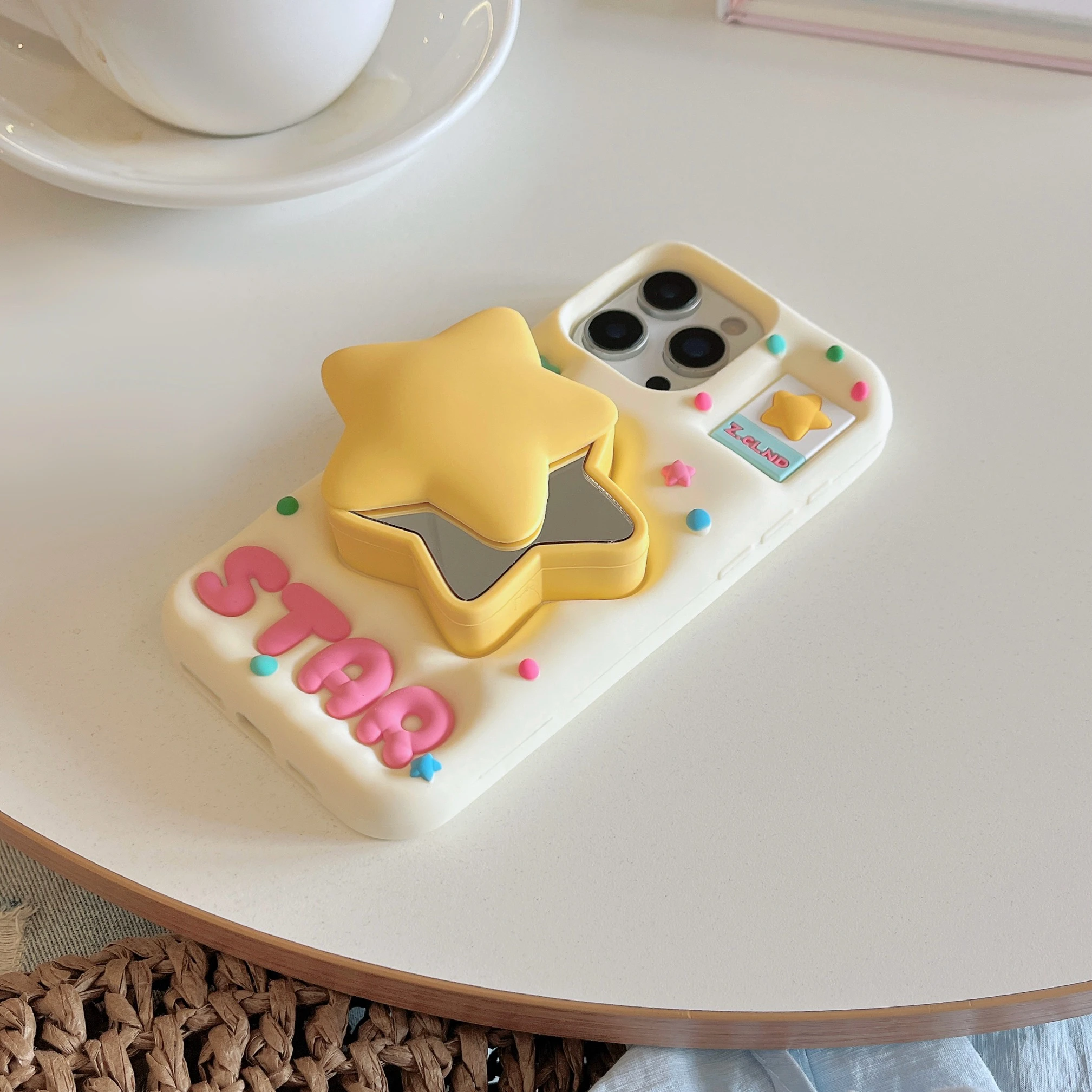 Dopamine Color For Cute Star Mirror Style Silicone Gel Case For Iphone17/16 13/14/15 Pro Max Comfortable Design Birthday Gift