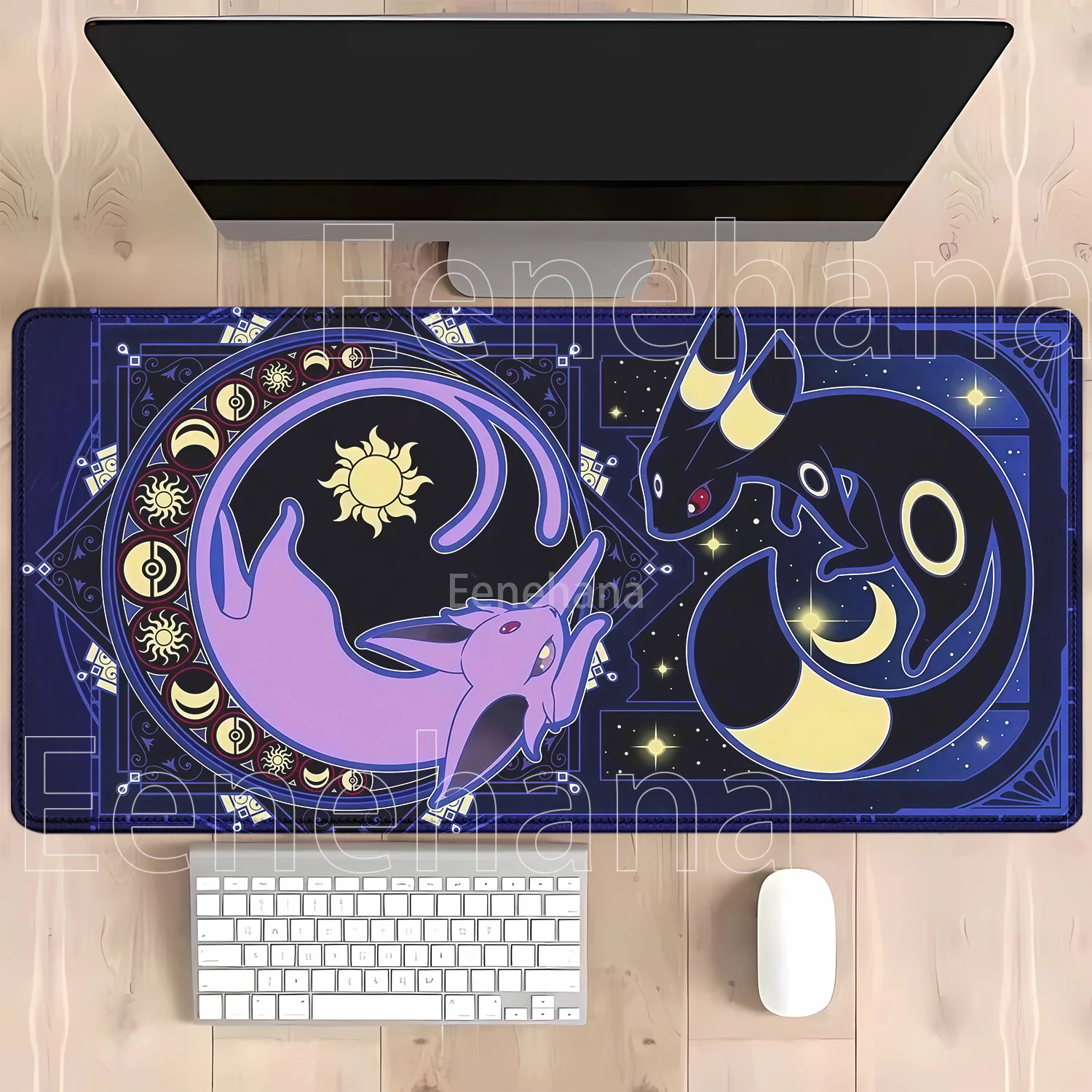 Anime Eevee Pokemon Gaming-Mauspad Kawaii XXL PC-Tastatur-Overlock-Teppich Bürozubehör Gummi HD-Druck Overlock-Schreibtischunterlage – Detail 9