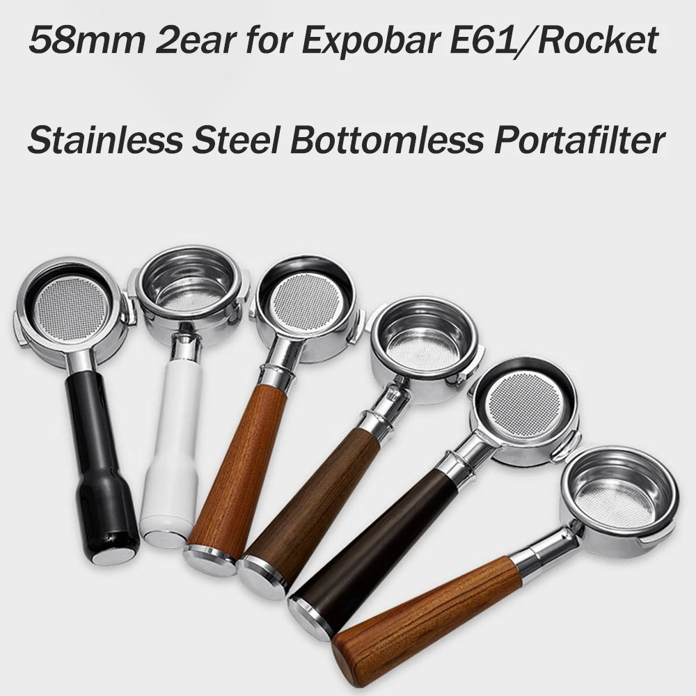 58MM 2 Ears Bottomless Portafilter Handle for Expobar E61/Rocket Espresso Stainless Steel Modified Handle Filter Accessories