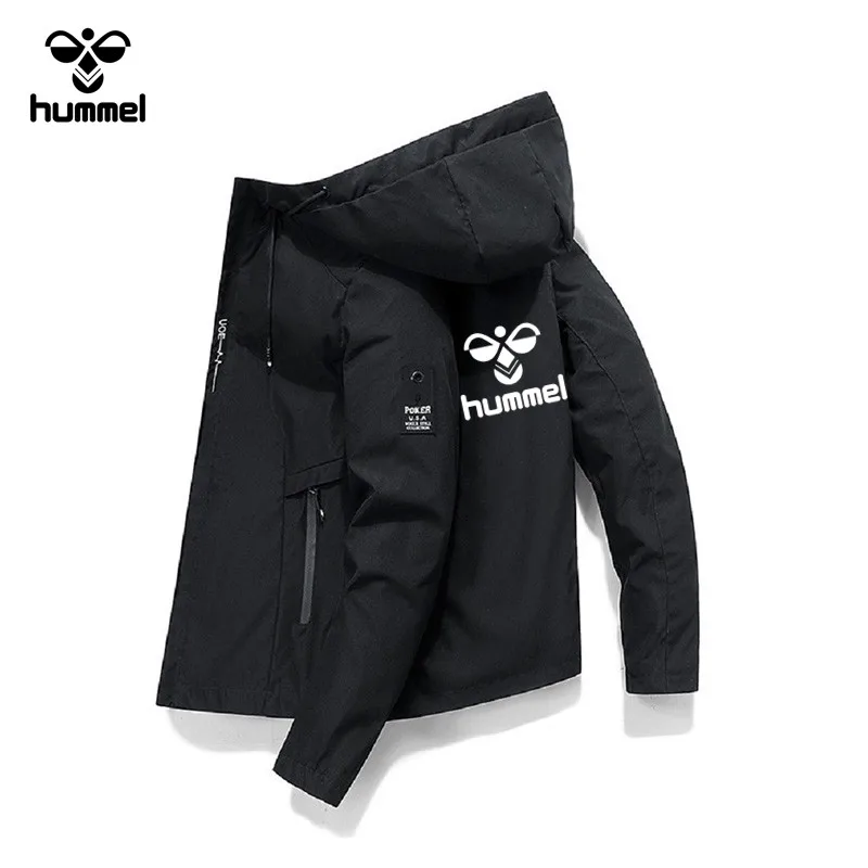 2024 New Spring brand HUMMEL Men\'s windproof zipper Jacket Casual high quality hooded baseball jacket Outdoor sports jacket