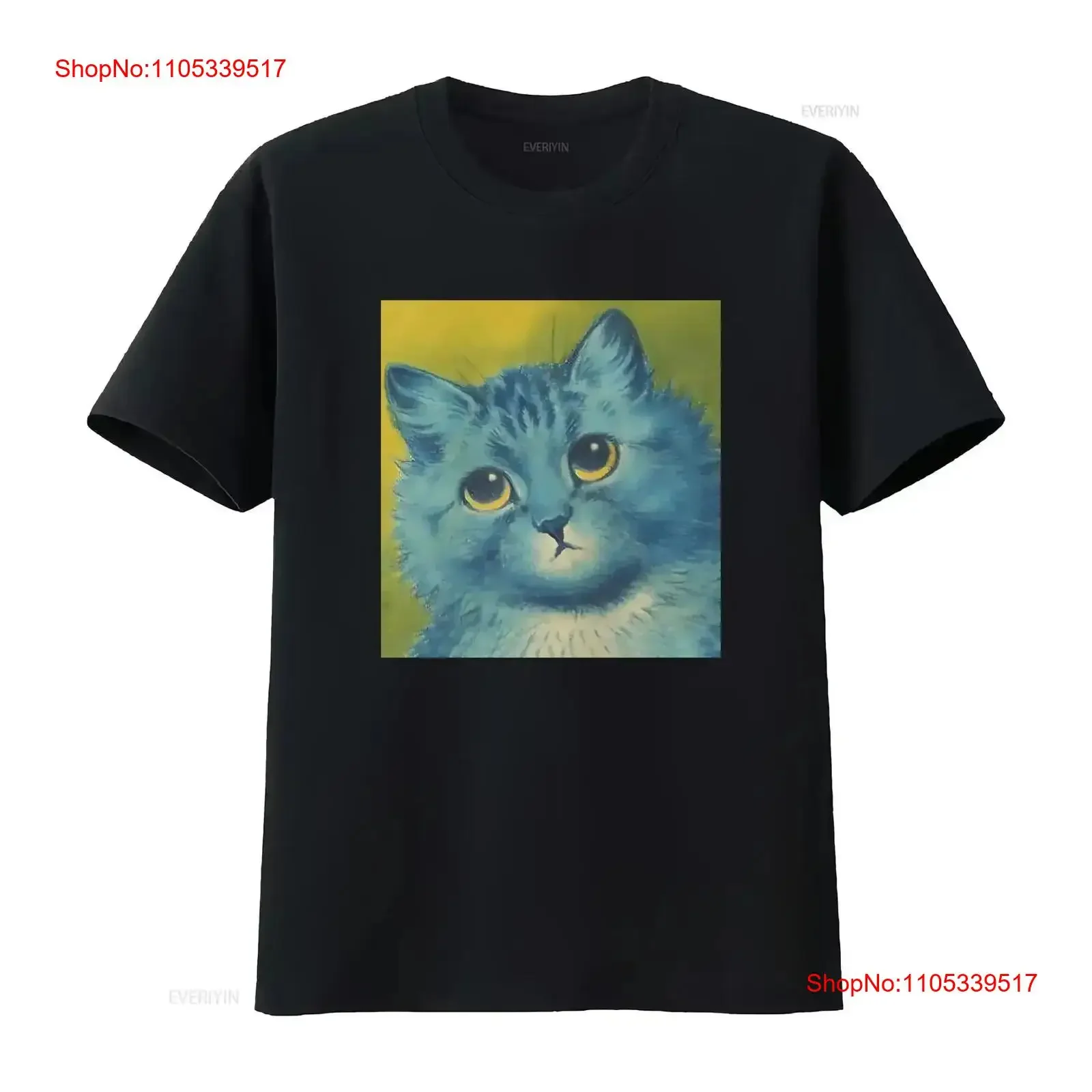 Blue Cat Louis Wain Painting T Shirt Art Nouveau Modern for Her Him Lover vintage Washed Top Everyday Wear Comfortable vintage