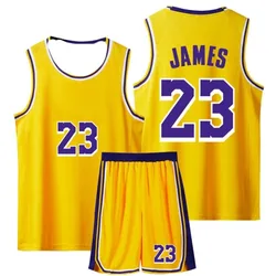 NEW 24/25 Children's Clothing Suit Boy Girl Fans Basketball Jerseys JAMESES Game Team Uniform Training  Vest and Shorts