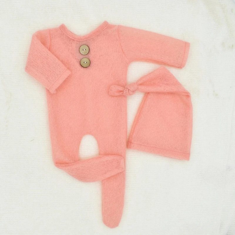 Knit Clothing for Infants Photo Fotografia Baby Boy Girl Romper Hat Set