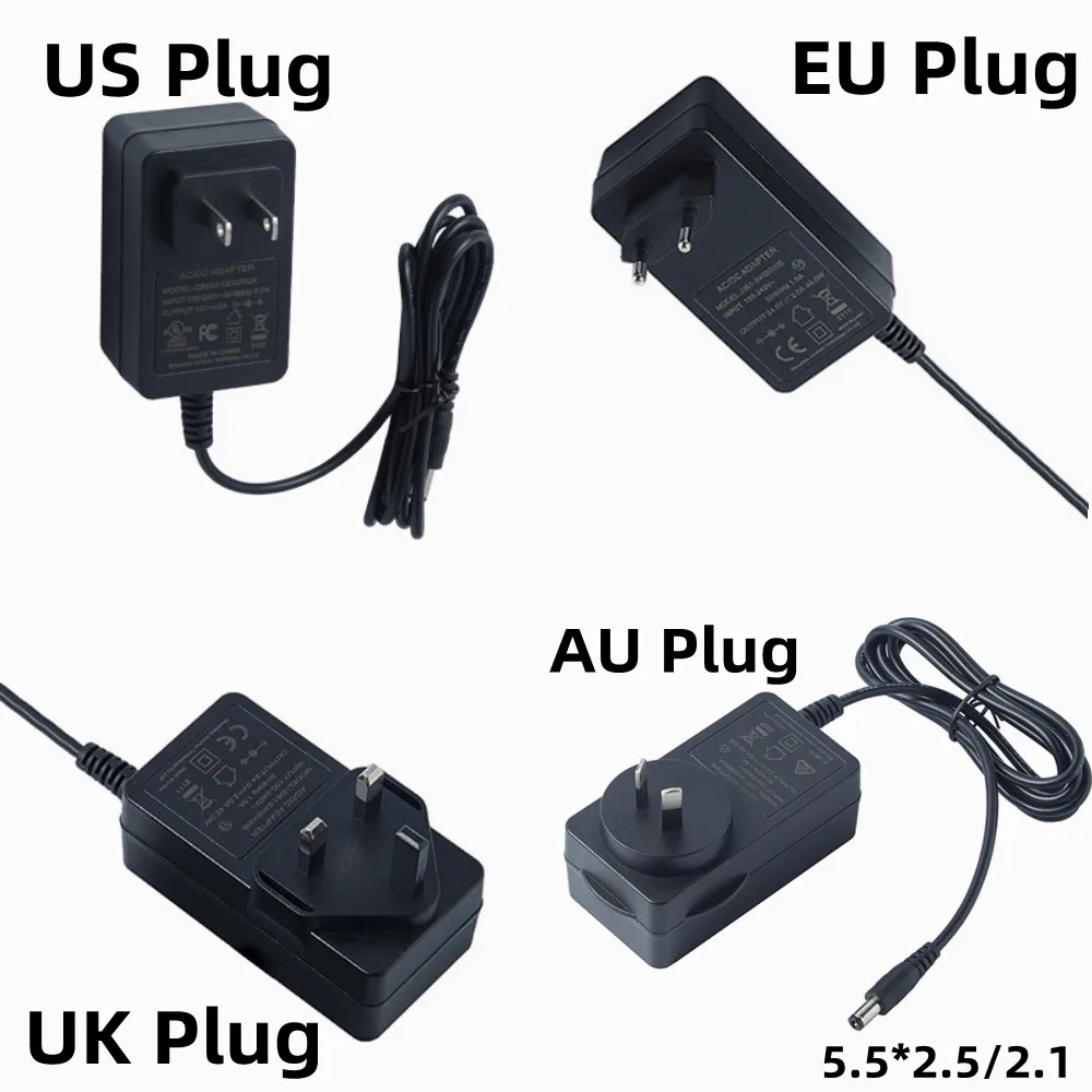 US EU UK AU AC 110-220V To DC 5V 9v 12V 24V 48V 1A 2A 3a 4A 6A Universal Charger Power Supply Plug Adapter Switch Source Adaptor