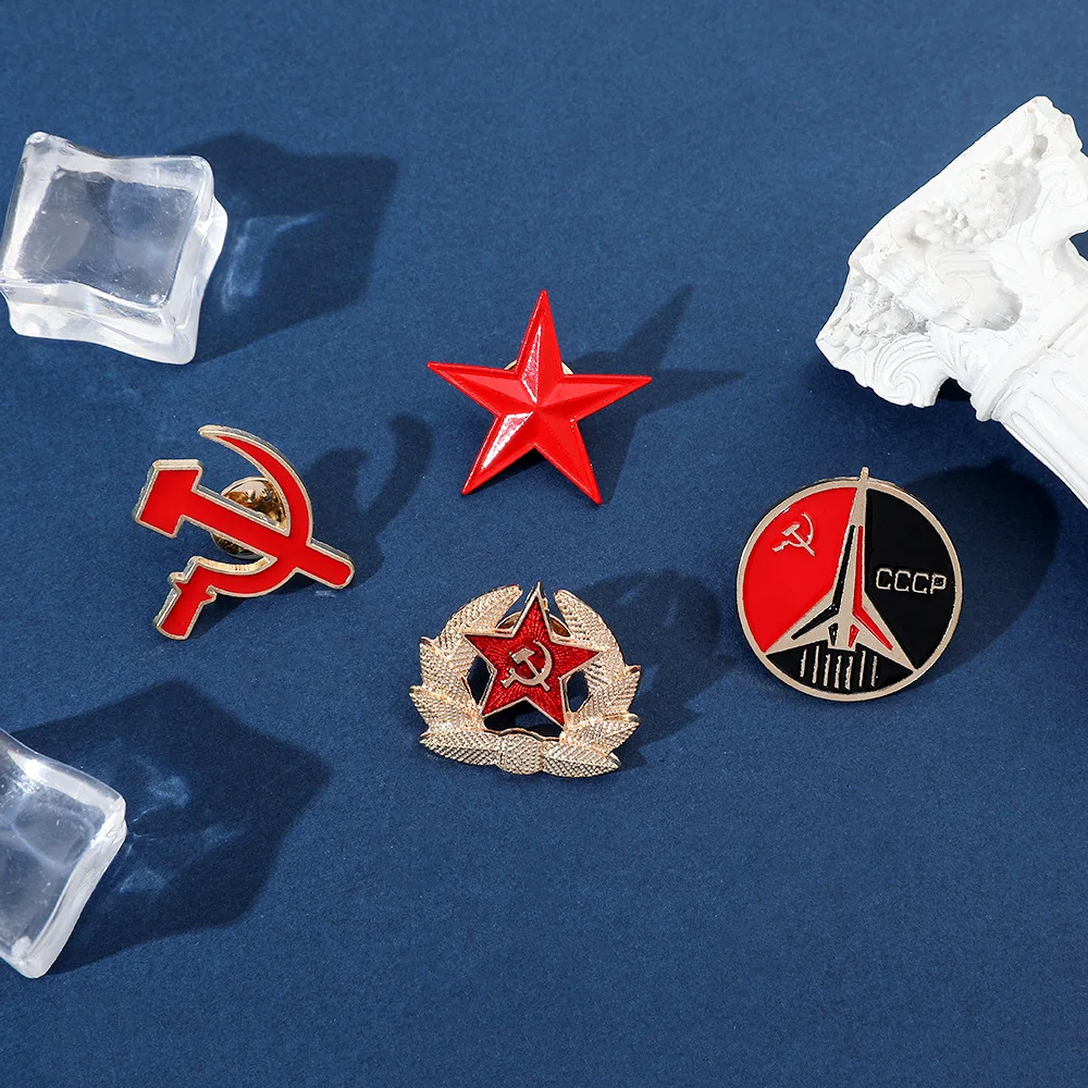 Retro-Symbol der UdSSR, Emaille-Anstecknadel, Roter Stern, Sichel und Hammer, Kaltkrieg, sowjetisches CCCP-Brosche, Geschenk, Abzeichen, Anstecknadel für Mantel, Mütze, Kleidung – Detail 5