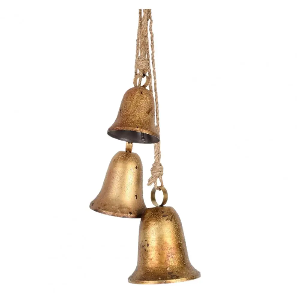 Stylish Hanging Bell Vintage Handmade Christmas Bells Set Metal Harmony Sound Bells for Indoor Outdoor Decoration Rustic Lucky