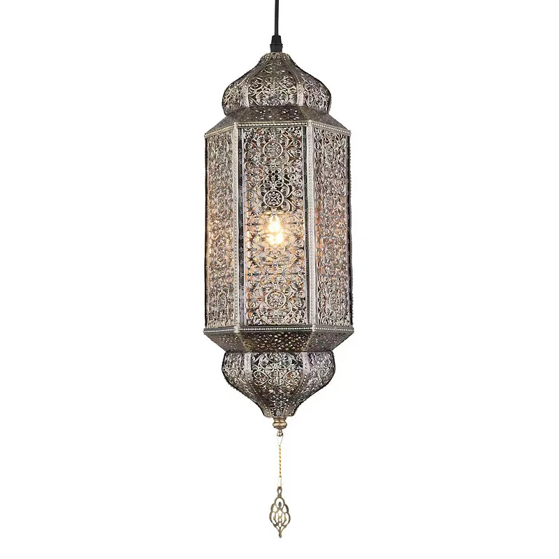 Southeast Asian Thai Retro Pendant Lights Hollow-out Electroplating LED Chandelier Restaurant Bar Counter Decor Hanging Fixtures