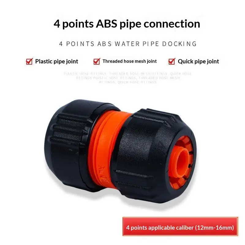 4 Points ABS Quick Hose Connector Leakproof Fits 12-16mm Pipes For Garden Watering Car Washing