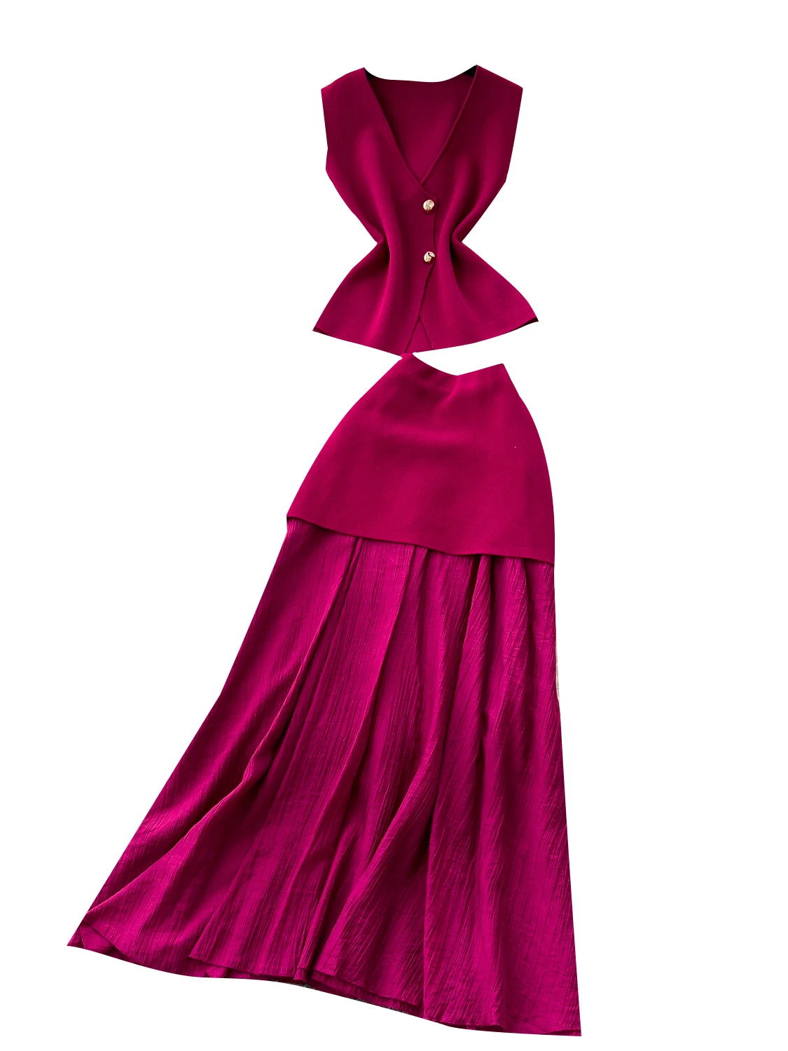 

Ele High Waist Knitted Top And Skirt Set Svel Splice Bodycon Faionable Summer Outfit for Young Women