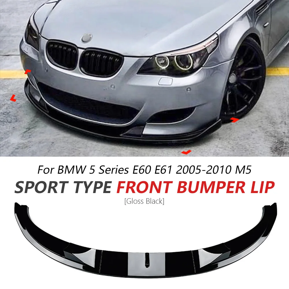 

M5 Front Bumper Lip For BMW 5 Series E60 E61 2005-2010 Glossy Black Sport Bumper Lip Spoiler Front Lip Accessories Car Update