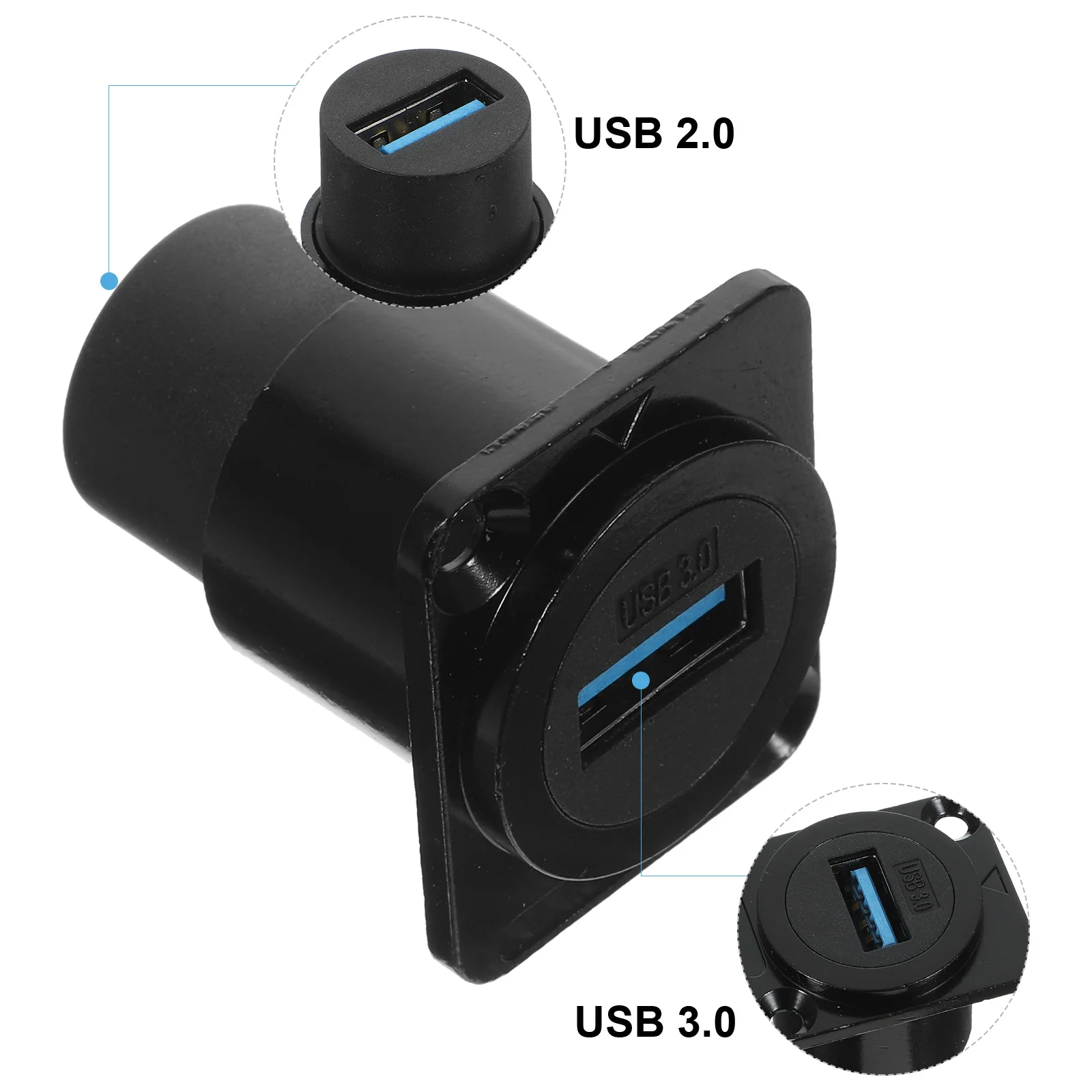 Fixed Panel Socket USB Mount Waterproof Cable Pass Through Connector for Industrial Equipment