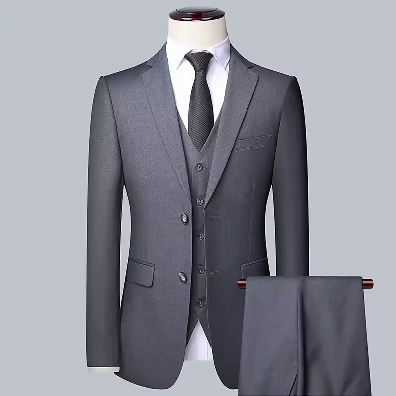 

2025 New Men's Suit Boutique Fashion Business (Blazer+Vest+Trousers)Gentleman's Wedding Casual Professional Formal Suit 3 Piece