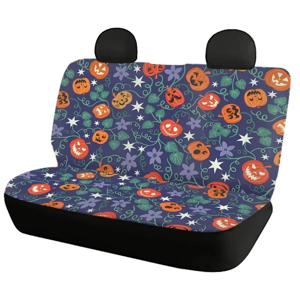 Car Seat Covers for Women Full Set Halloween Pumpkin Design Detail Styling Hibiscus Flower Design Universal Vehicles Seat Covers