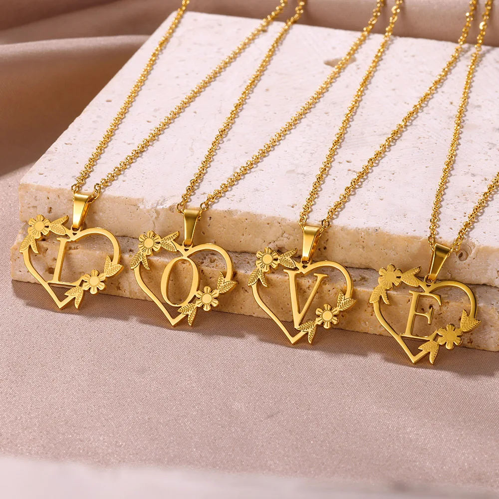 Initial Letter Stainless Steel Pendant Necklace for Women Fashion Gold Color Chain A-Z Alphabet Clavicle Necklaces Jewelry Gift image 4