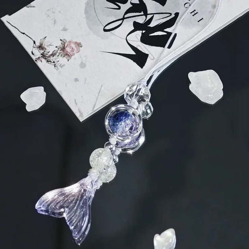 Game Love and Deepspace Rafayel Cosplay Couple Phone Chain Fish Tail Pendant Keyring Bag Keychain Jewelry Prop Accessories Gift