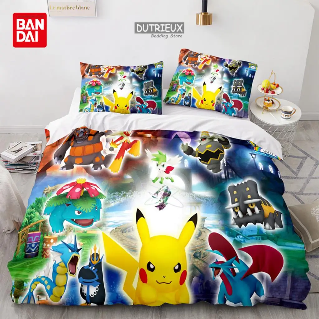 

Bandai Pokemon Pikachu Anime Fill Spring SummerDuvet Cover Cartoon Single Double Student Dormitory Bedding Suis