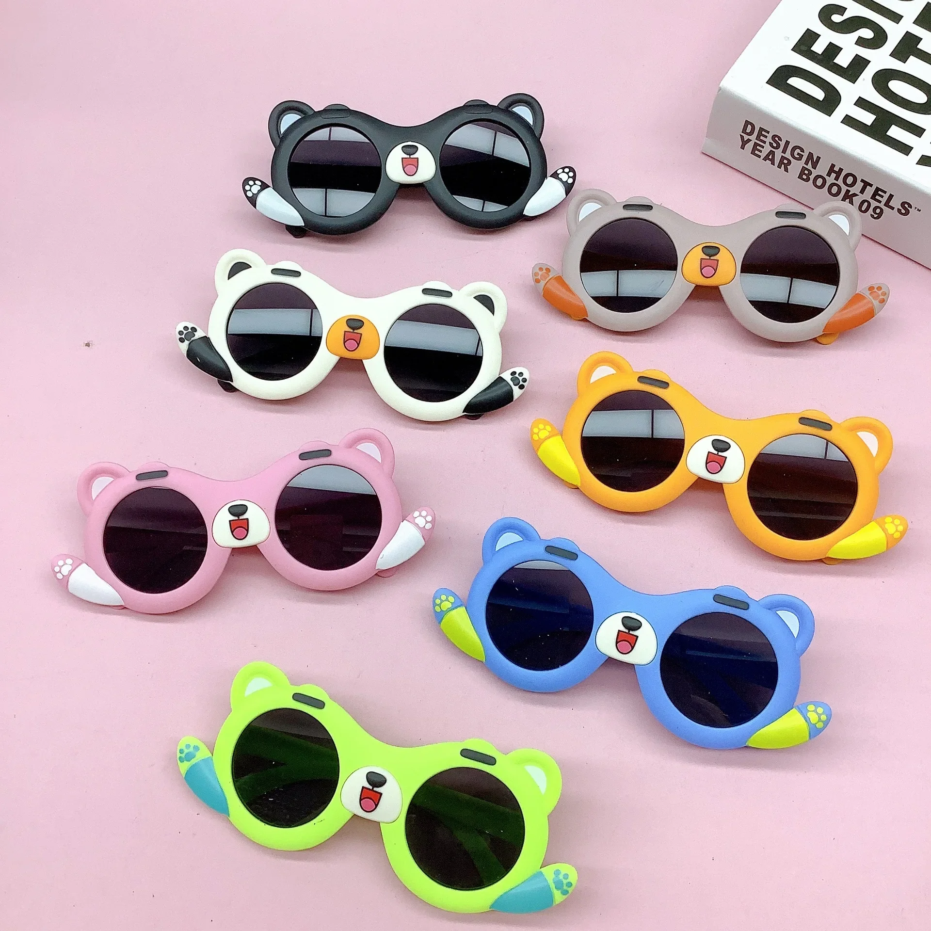 Children Cute Cartoon 3D Bear Sunglasses UV400 Round Frame for Girls Boys Baby Sunglasses Outdoor Eyewear Kids Sun Shade Glasses