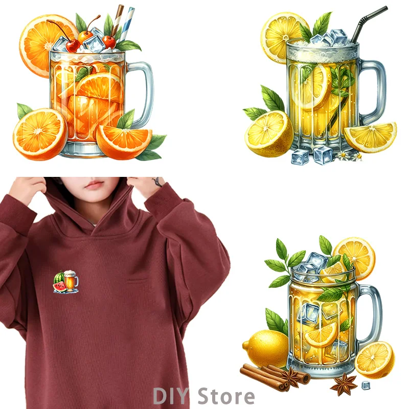 summer fruit beverage dtf transfers ready to press Heat Transfer On Clothes Heat Transfer iron on transfer for clothing.