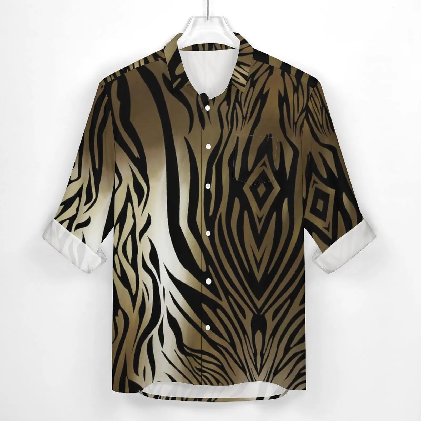 Classic Tiger Print Shirt Animal Fur Casual Shirts Long Sleeve Design Stylish Blouses Spring Fashion Oversized Top