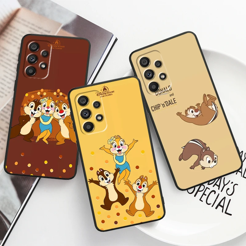 

Chip N Dale Disney Cute For Samsung A53 A52 A33 A32 A51 A71 A21S A13 A73 A55 A22 A23 A35 A72 A54 A12 5G Black Funda Phone Case