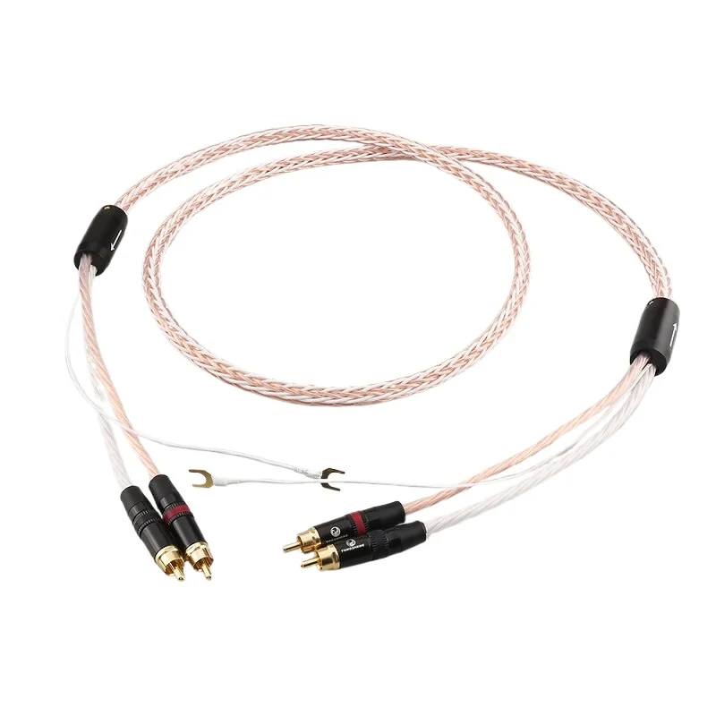 For 8TC Single Crystal Copper LP Vinyl Singing Arm Signal Cable HiFi Fever Audio Power Amplifier Vinyl Phonograph Singing And